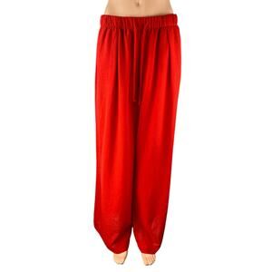Double Zero Women's Red High Waist Drawstring Wide Leg Harem Palazzo Pants Sz L